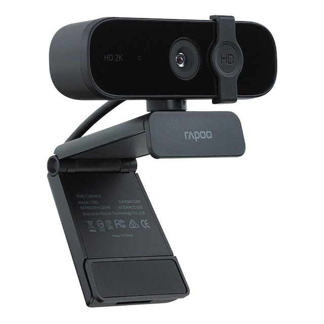 Webcam Rapoo C280 2K, com Autofoco, Microfone Profissional com Cancelamento de Ruído, Preto- C280