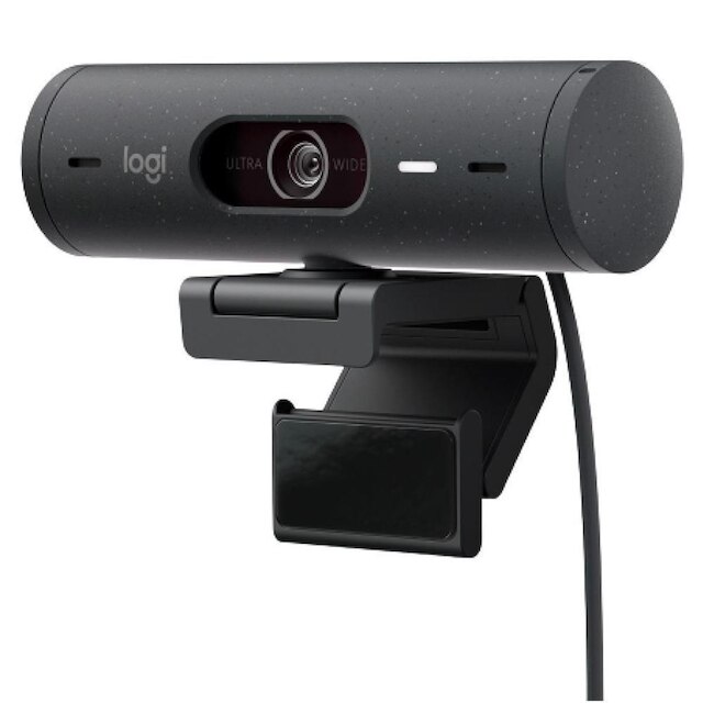 Webcam + Suporte Logitech Brio 500 Full HD, 1080p, 30 FPS, com Microfones Duplos, USB,