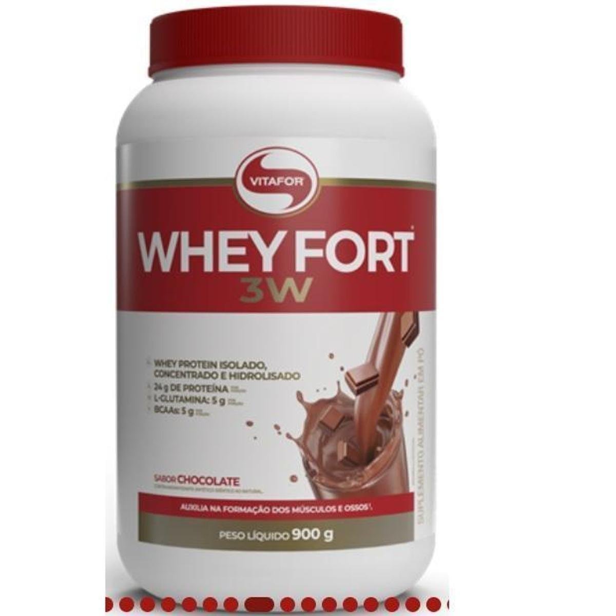 Whey Fort Whey Protein 3W Concentrado, Isolado e Hidrolisado Vitafor Pote 900g Sabores Menor preço em Whey Fort Whey Protein 3W Concentrado, Isolado e Hidrolisado Vitafor Pote 900g Sabores