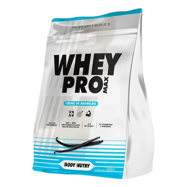 Whey Pro Max Body Nutry 900g Proteína em Pó Sabores Morango Chocolate ou Baunilha