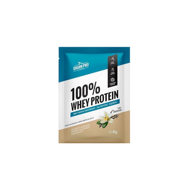 Whey Protein 100% Sabor Baunilha 40g Sachê 1 Unidade Shark