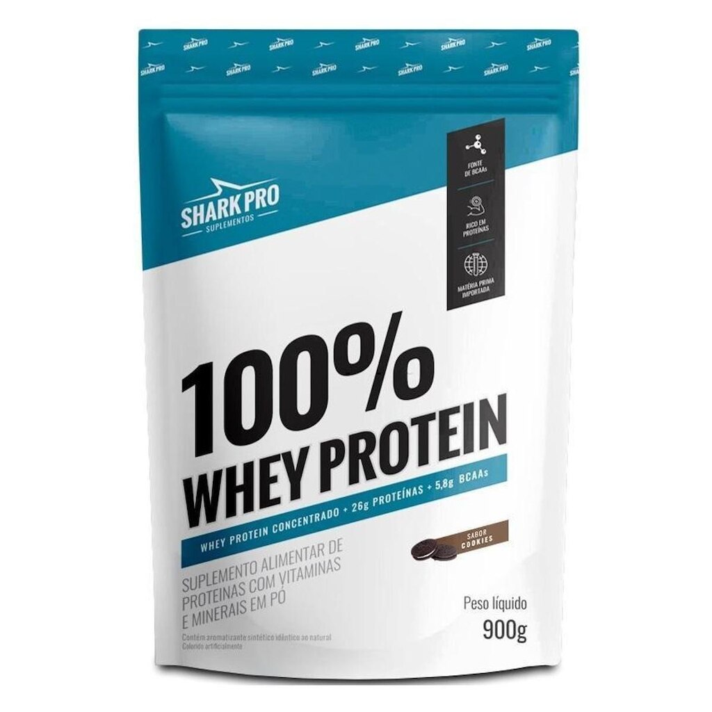Whey Protein 100% Whey Refil 900g Sabor Cookies Shark Pro