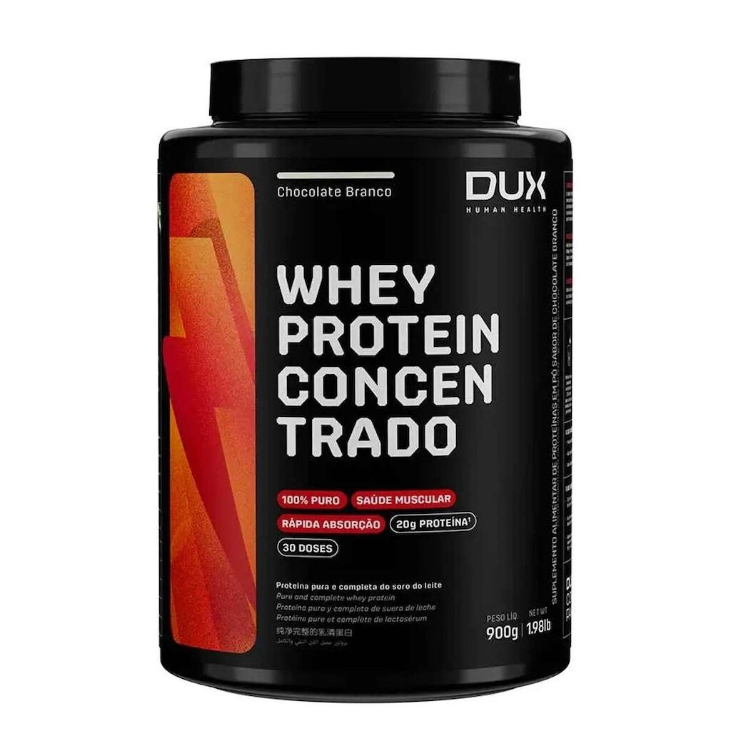 Whey Protein Concentrado Chocolate Branco Pote 900g - Dux Nutrition